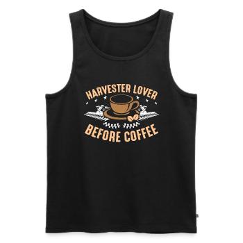 Harvester Lover Before Coffee Farmer Coffee Lover - Men's Premium Organic Tank Top - black - Front - AI Model Male 178 light (178cm)