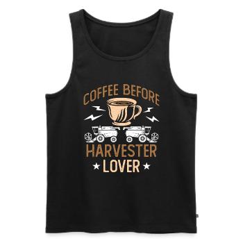 Harvester Lover Coffee Before Farming Coffee Lover - Männer Premium Bio Tank Top - Schwarz - Vorne - AI Model Male 178 light (178cm)