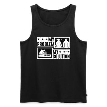 Harvester Lover My Problem My Pictogram Dad Mom - Men's Premium Organic Tank Top - black - Front - AI Model Male 178 light (178cm)