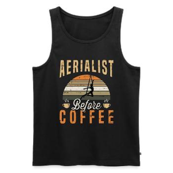 Aerialist Before Coffee Aerial Arts Coffee Lover - Männer Premium Bio Tank Top - Schwarz - Vorne - Michal (187cm)