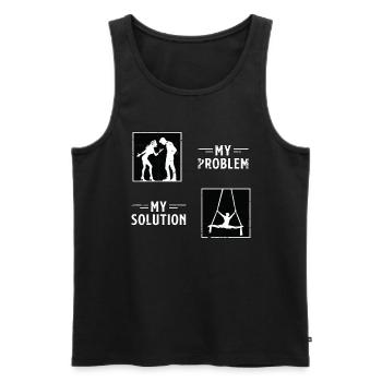 Acrobate Mon problème Ma solution Pictogramme Papa Maman - Débardeur bio Premium Homme - noir - Devant - Michal (187cm)