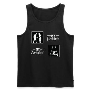 Acrobate Mon problème Ma solution Pictogramme Maman Papa - Débardeur bio Premium Homme - noir - Devant - Michal (187cm)