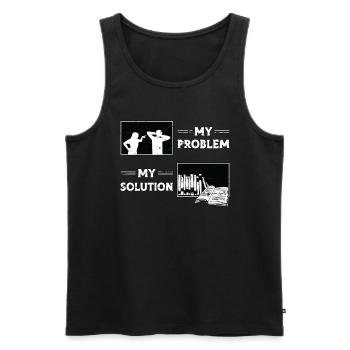 Bibliothécaire Mon problème Ma solution Pictogramme Papa Maman - Débardeur bio Premium Homme - noir - Devant - Michal (187cm)