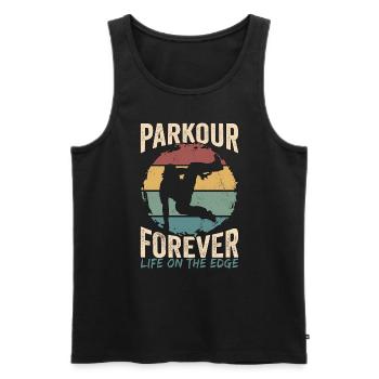 Parkour Forever Life On Freestyler Amateur de Parkour - Débardeur bio Premium Homme - noir - Devant - AI Model Male 178 light (178cm)