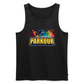 Parkour Apprendre le Parkour Freerunning Sport Extrême - Débardeur bio Premium Homme - noir - Devant - AI Model Male 178 light (178cm)