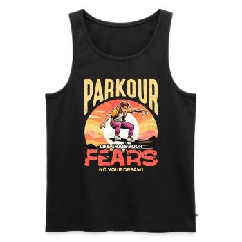 Parkour Life Poursuivez votre amateur de parkour freerunning - Débardeur bio Premium Homme - noir - Devant - AI Model Male 178 light (178cm)