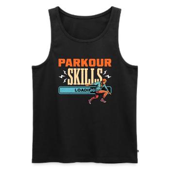 Parkour Skills Loading Aime courir Amateur de parkour - Débardeur bio Premium Homme - noir - Devant - AI Model Male 178 light (178cm)