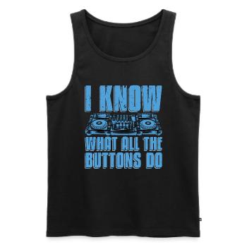 Disc Jockey Je sais ce que tous les boutons DJ Music - Débardeur bio Premium Homme - noir - Devant - Michal (187cm)