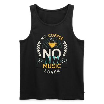 Amateur de musique jazz Pas de café Jazz Band Amateur de café - Débardeur bio Premium Homme - noir - Devant - AI Model Male 178 light (178cm)