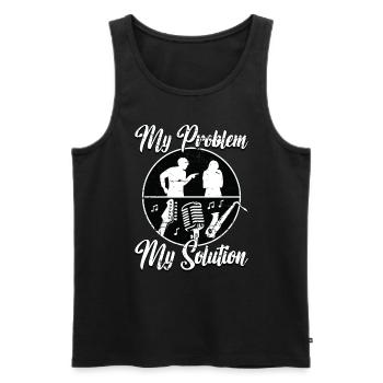 Amateur de musique jazz Mon problème Mon pictogramme Maman Papa - Débardeur bio Premium Homme - noir - Devant - Michal (187cm)