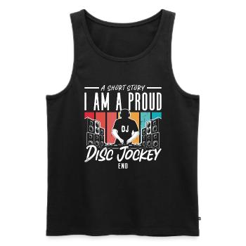 Disc Jockey Une histoire courte Je suis fier mélomane - Débardeur bio Premium Homme - noir - Devant - Michal (187cm)