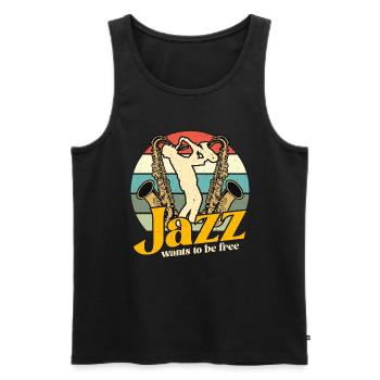 Musique Jazz Le Jazz Veut Être Amateur De Saxophone Rétro - Débardeur bio Premium Homme - noir - Devant - AI Model Male 178 light (178cm)