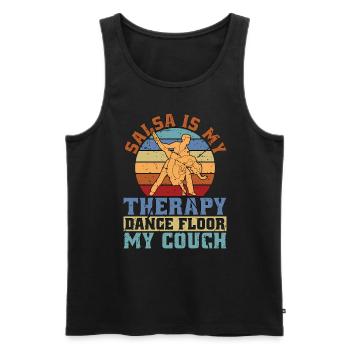 Salsa Dance Salsa Is My Therapy Retro Mambo Music - Men's Premium Organic Tank Top - black - Front - AI Model Male 178 light (178cm)