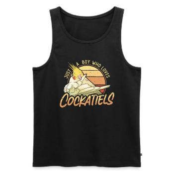 Cockatiel Just A Boy Who Loves Ornamental Bird - Men's Premium Organic Tank Top - black - Front - Michal (187cm)