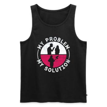 Pigeon voyageur Mon problème Mon pictogramme Maman Papa - Débardeur bio Premium Homme - noir - Devant - Michal (187cm)