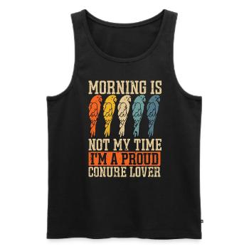 Conure Morning Is Not My Time Parrot Pet Bird - Men's Premium Organic Tank Top - black - Front - AI Model Male 178 light (178cm)