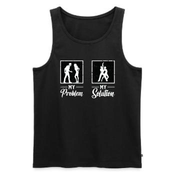 Danseuse de salsa Mon problème Ma solution Pictogramme Maman - Débardeur bio Premium Homme - noir - Devant - Michal (187cm)