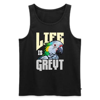 La vie grise africaine est un amoureux des perroquets propriétaire d’oiseaux gris - Débardeur bio Premium Homme - noir - Devant - Michal (187cm)