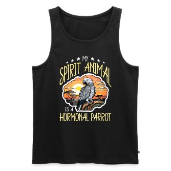 Gris africain mon animal est un amoureux des oiseaux perroquets - Débardeur bio Premium Homme - noir - Devant - AI Model Male 178 light (178cm)