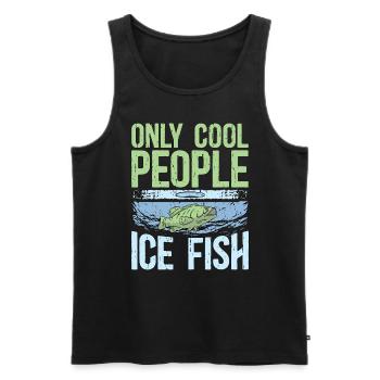 Ice Fishing Only Cool People Ice Fish Frozen Lake - Men's Premium Organic Tank Top - black - Front - AI Model Male 178 light (178cm)