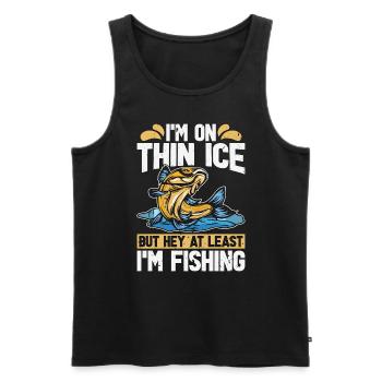 Ice Fishing I'm On Thin Ice But Hey Ice Anglers - Men's Premium Organic Tank Top - black - Front - AI Model Male 178 light (178cm)