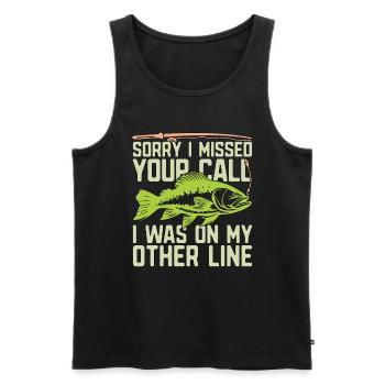 Musky Fishing Sorry I Missed Your Call Fisherman - Männer Premium Bio Tank Top - Schwarz - Vorne - Michal (187cm)