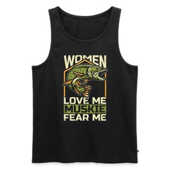 Musky Fishing Women Love Me Muskie Predatory Fish - Men's Premium Organic Tank Top - black - Front - AI Model Male 178 light (178cm)
