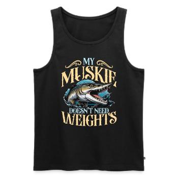 Pêche au maskinongé Mon maskinongé n’a pas besoin de canne à pêche - Débardeur bio Premium Homme - noir - Devant - Michal (187cm)