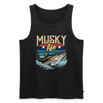 Musky Fishing Musky Life Predatory Fish Fisherman - Men's Premium Organic Tank Top - black - Front - Michal (187cm)