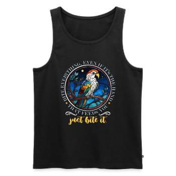 Parrot Bite Everything Even If It's Ornithologist - Men's Premium Organic Tank Top - black - Front - Michal (187cm)
