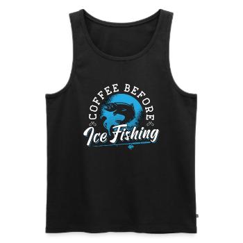 Ice Fisherman Coffee Loves Fishing Coffee Lover - Men's Premium Organic Tank Top - black - Front - AI Model Male 178 light (178cm)