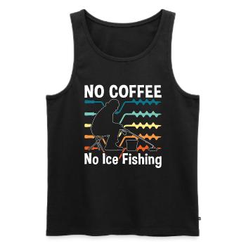 Pêcheur sur glace, Pas de café, Pas de pêcheurs, Amateur de café - Débardeur bio Premium Homme - noir - Devant - Michal (187cm)