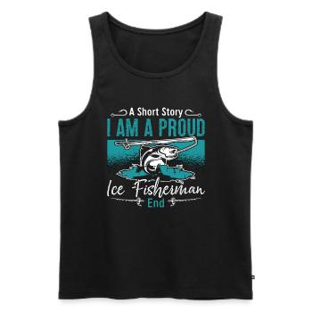 Pêcheur sur glace Une histoire courte Je suis un amateur de pêche - Débardeur bio Premium Homme - noir - Devant - Michal (187cm)