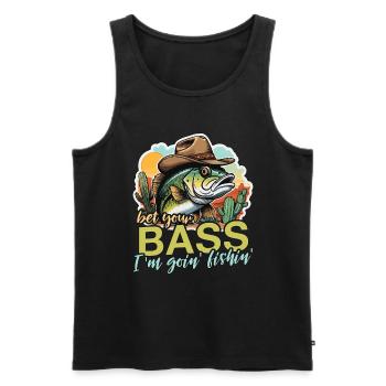 Bass Fishing Pariez votre basse Je vais amateur de pêche - Débardeur bio Premium Homme - noir - Devant - Michal (187cm)
