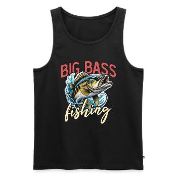 Big Bass Fishing Tournoi Amoureux Bass Pêcheur - Débardeur bio Premium Homme - noir - Devant - AI Model Male 178 light (178cm)