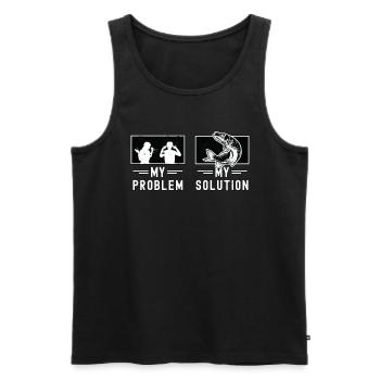 Pêcheur de maskinongé Mon problème Mon pictogramme Papa Maman - Débardeur bio Premium Homme - noir - Devant - Michal (187cm)