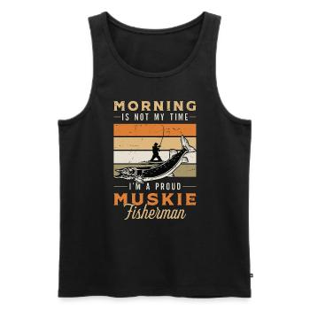 Le matin du pêcheur de maskinongé n’est pas ma pêche au maskinongé - Débardeur bio Premium Homme - noir - Devant - Michal (187cm)
