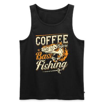 Bass Fisherman Coffee Amateur de café d’achigan à grande bouche - Débardeur bio Premium Homme - noir - Devant - Michal (187cm)