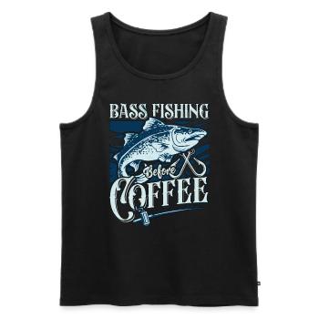 Bass Fishing Before Loves Fly Fishing Coffee Lover - Débardeur bio Premium Homme - noir - Devant - AI Model Male 178 light (178cm)