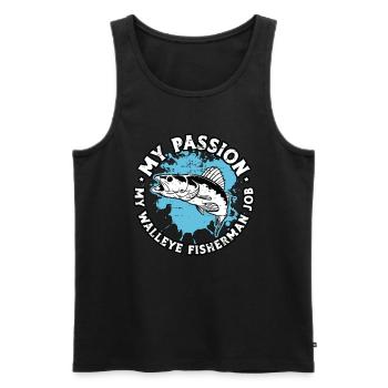 Pêcheur de doré Ma passion Ma pêche au doré - Débardeur bio Premium Homme - noir - Devant - AI Model Male 178 light (178cm)