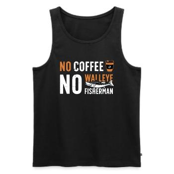 Pêcheur de doré Pas de café Pas de canne à pêche Café - Débardeur bio Premium Homme - noir - Devant - Michal (187cm)