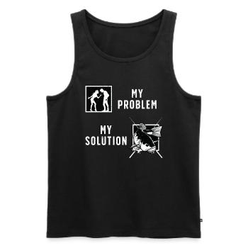 Pêcheur de doré Mon problème Mon pictogramme Papa Maman - Débardeur bio Premium Homme - noir - Devant - Michal (187cm)