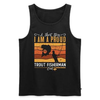 Pêcheur de truite Une histoire courte Je suis amateur de pêche - Débardeur bio Premium Homme - noir - Devant - Michal (187cm)