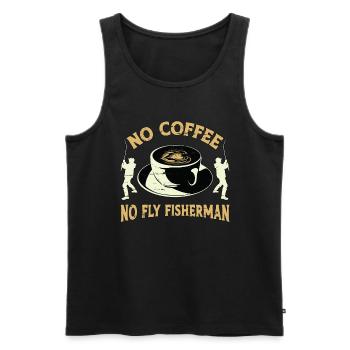 Pêcheur à la mouche sans café Canne à pêche amateur de café - Débardeur bio Premium Homme - noir - Devant - Michal (187cm)