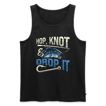 Fly Fishing Hop Knot & Drop Fishing Rod Fisherman - Männer Premium Bio Tank Top - Schwarz - Vorne - Michal (187cm)