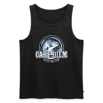 Pêche à la carpe Carpe Diem Saisir le matériel de pêche - Débardeur bio Premium Homme - noir - Devant - AI Model Male 178 light (178cm)