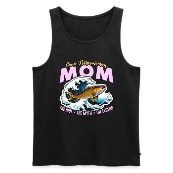 Maman pêcheur de carpe L’idole Le mythe Amateur de pêche - Débardeur bio Premium Homme - noir - Devant - Michal (187cm)