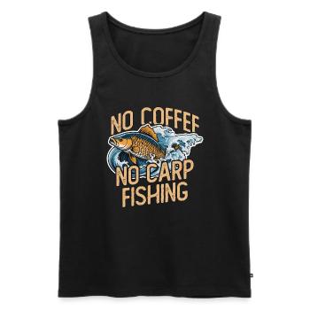 Pêcheur de carpes sans café Canne à pêche amateur de café - Débardeur bio Premium Homme - noir - Devant - Michal (187cm)