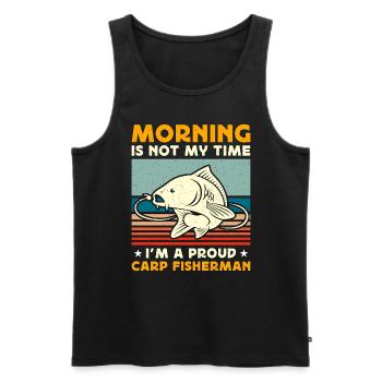 Le matin du pêcheur de carpe n’est pas mon heure de chasse au poisson - Débardeur bio Premium Homme - noir - Devant - Michal (187cm)
