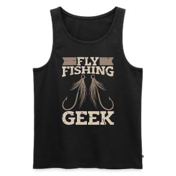 Fly Fishing Geek Loves Fish Hunting Fly Fisherman - Men's Premium Organic Tank Top - black - Front - Michal (187cm)